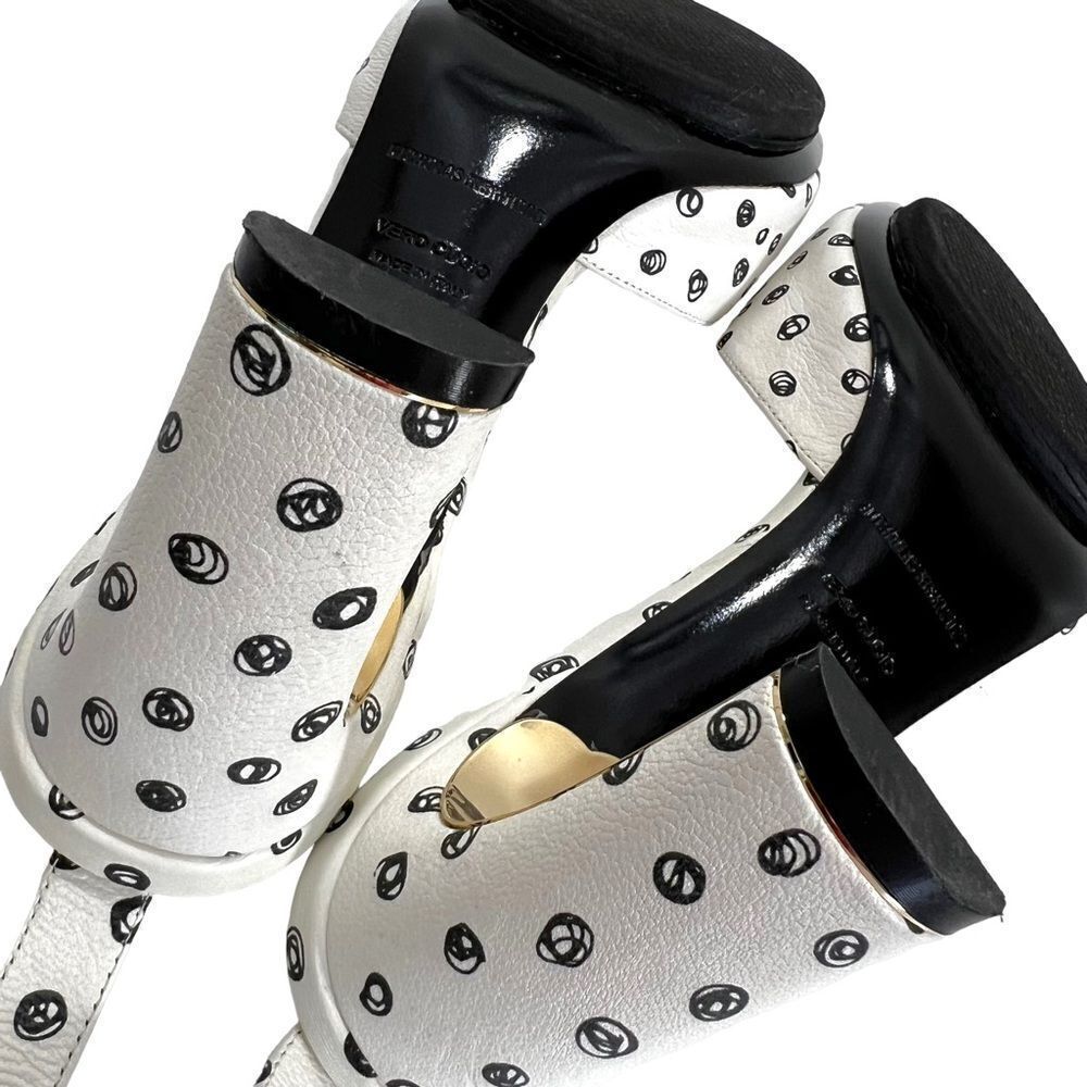 Nicholas Kirkwood MAEVA Ankle Strap Sandals in White & Black Doodle Print - Picture 13 of 16